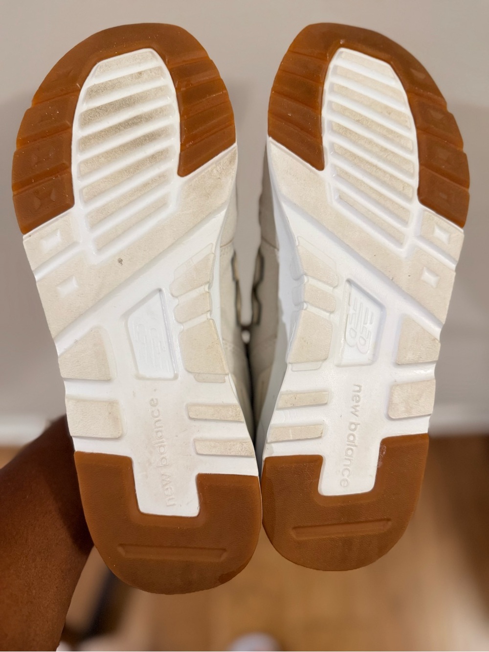 New Balance Women's Cream and Gold Accent Sneakers - Picture 4 of 5